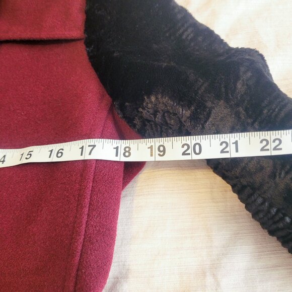 Burgundy Pea Coat, Winter Military Trench Coat, Holiday Classic Jacket - Picture 10 of 12